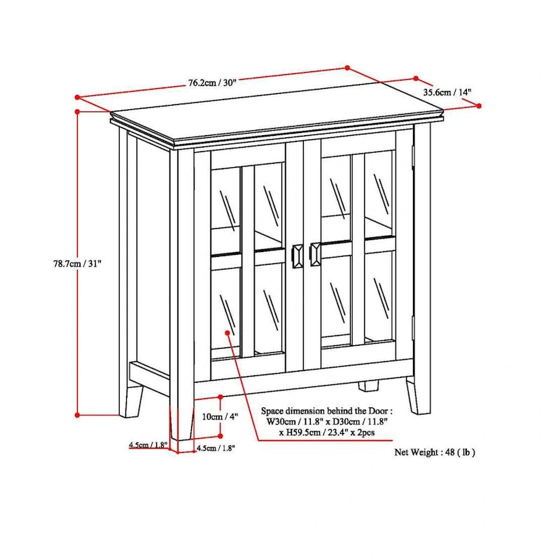 WYNDENHALL Stratford SOLID WOOD 30 inch Wide Low Storage Cabinet - 30w x 14d x 31 h