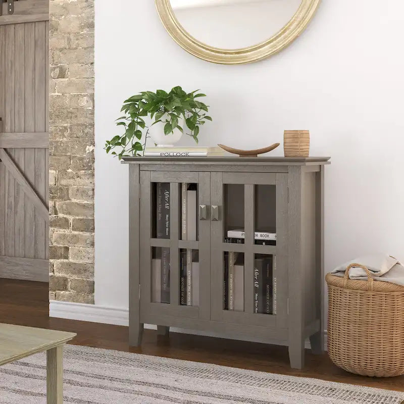 WYNDENHALL Stratford SOLID WOOD 30 inch Wide Low Storage Cabinet - 30w x 14d x 31 h