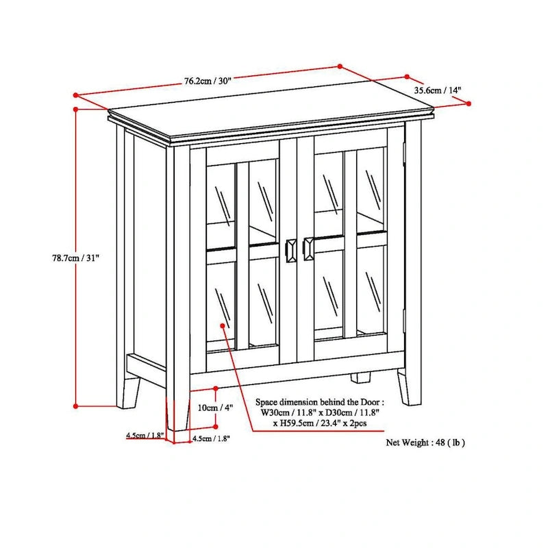 WYNDENHALL Stratford SOLID WOOD 30 inch Wide Low Storage Cabinet - 30w x 14d x 31 h