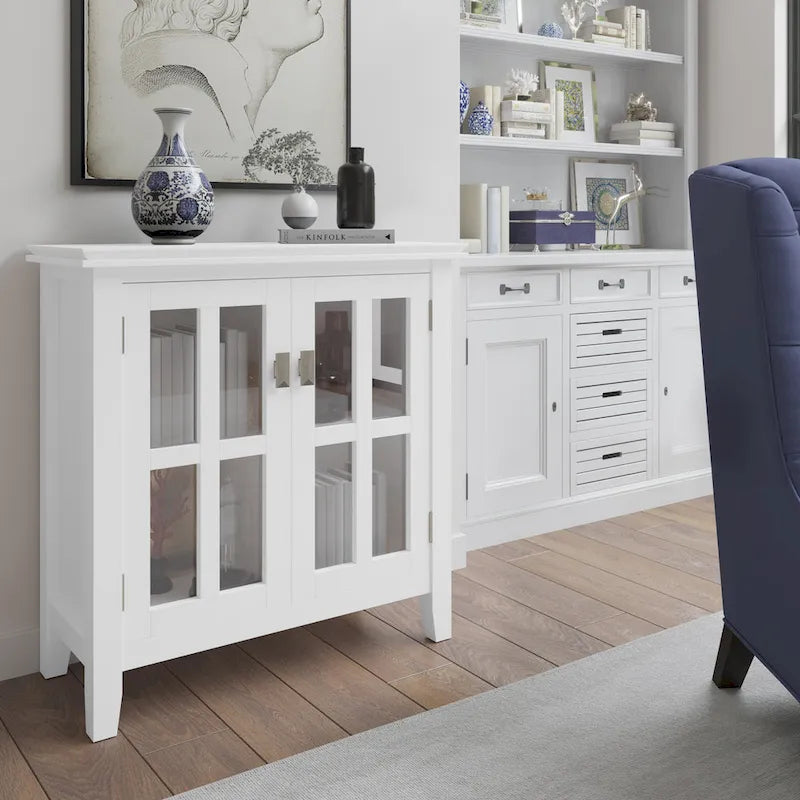WYNDENHALL Stratford SOLID WOOD 30 inch Wide Low Storage Cabinet - 30w x 14d x 31 h