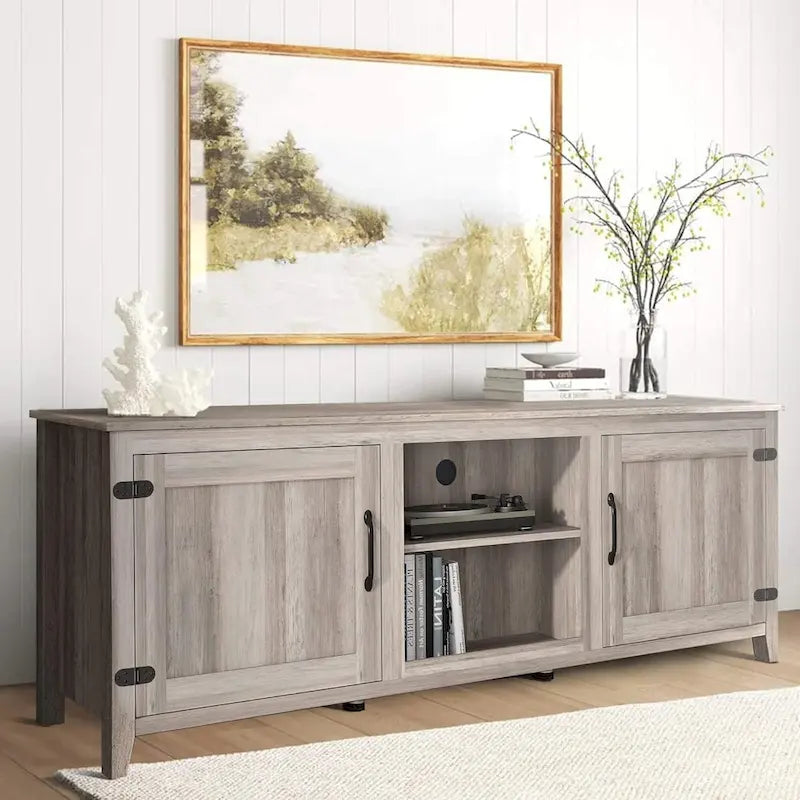 Wood Storage Cabinet Media Console for TVs up to 80