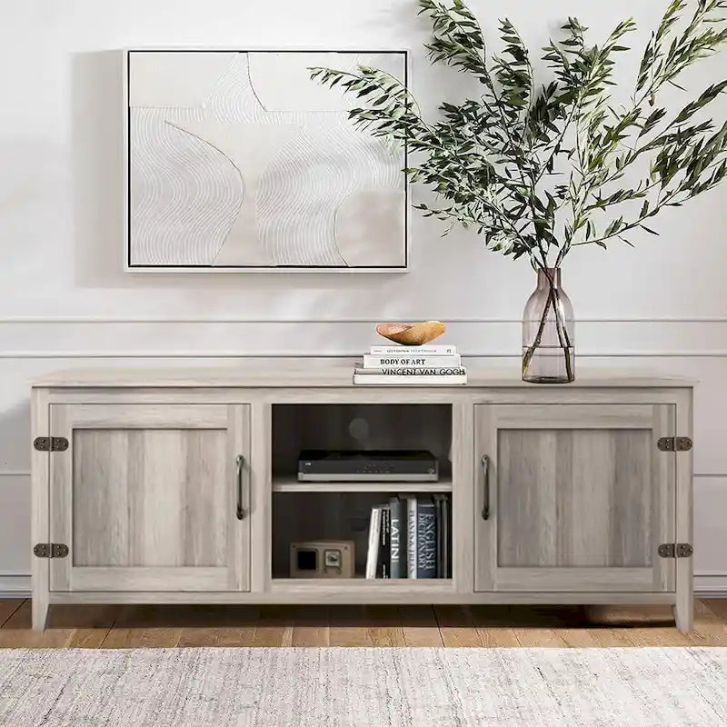 Wood Storage Cabinet Media Console for TVs up to 80