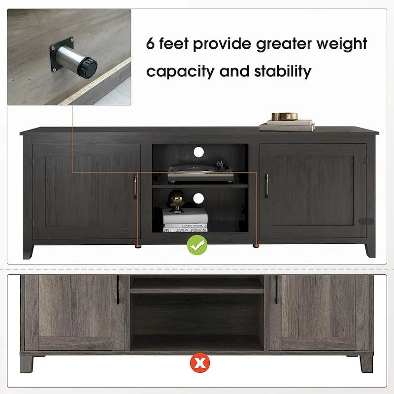 Wood Storage Cabinet Media Console for TVs up to 80