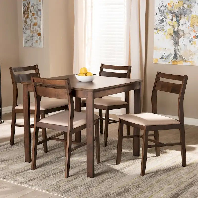 Contemporary Fabric 5-Piece Wood Dining Set
