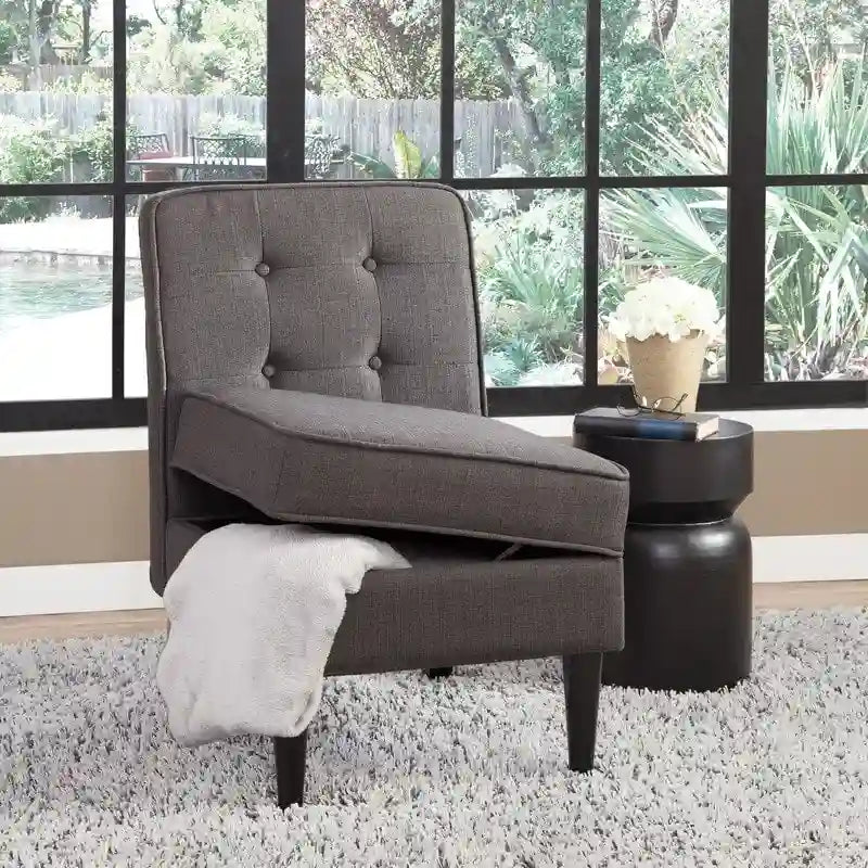 Grafton Home Roswell Armless Button Tufted Storage Accent Chair