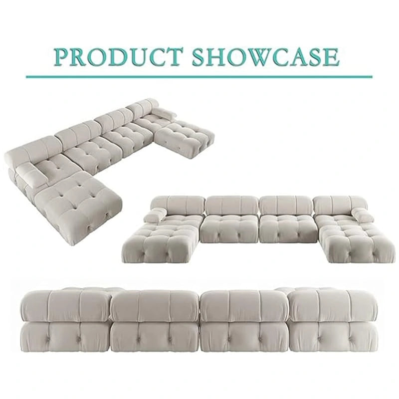 U-shaped Velvet Upholstery Sectional Modern Modular Couch