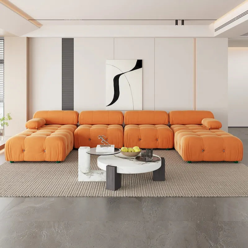 U-shaped Velvet Upholstery Sectional Modern Modular Couch