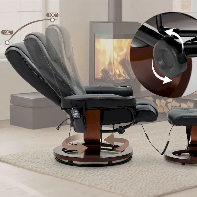 AVAWING Recliner Chair with Ottoman Vibration Massage Swivel
