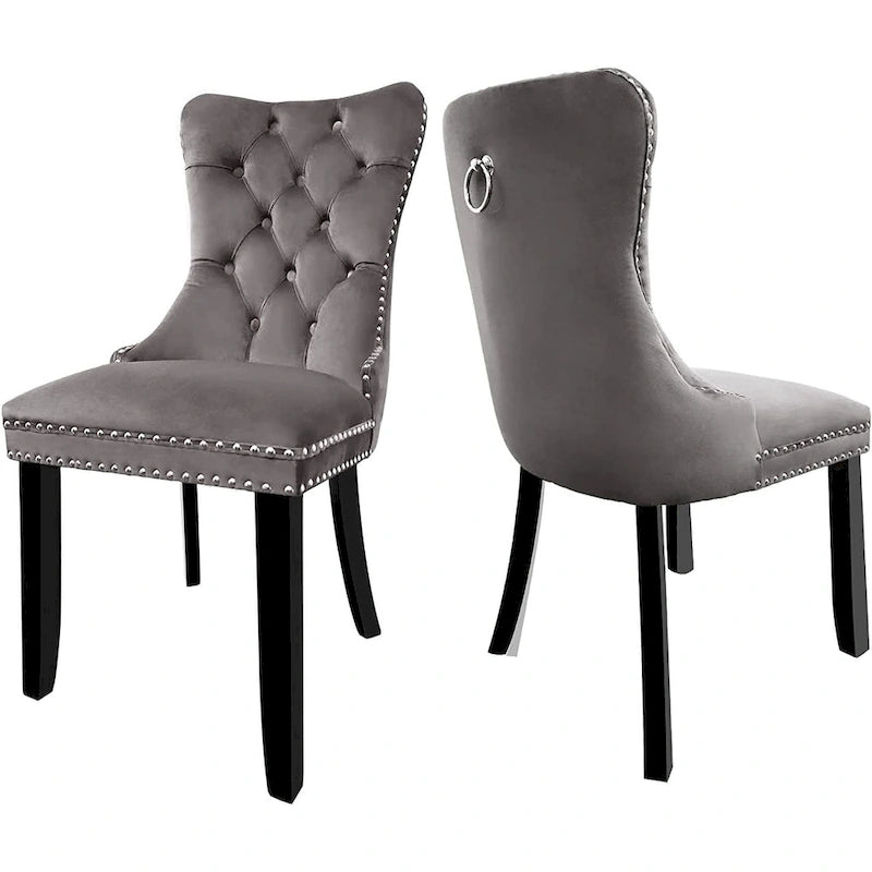 Dining Chairs Set of 6, Luxury Upholstered Velvet Kitchen Chairs Side Chair with Padded Seat Back and Solid Wood Legs