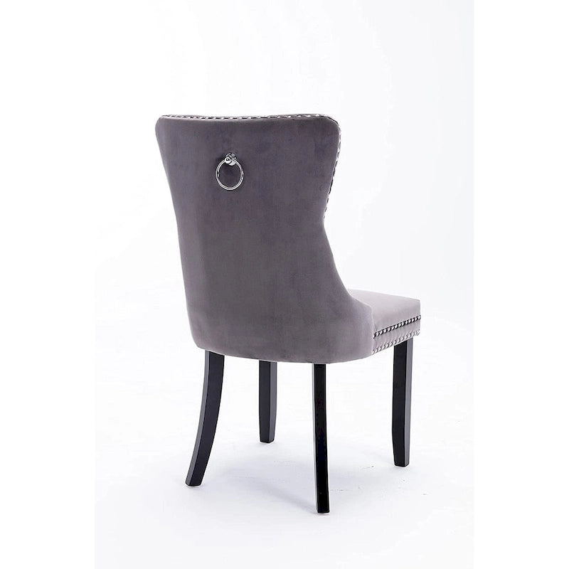 Dining Chairs Set of 6, Luxury Upholstered Velvet Kitchen Chairs Side Chair with Padded Seat Back and Solid Wood Legs
