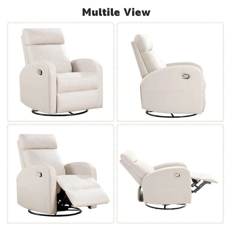 HOMYKA Modern Faux Leather Rocking Recliner with Swivel Set 2