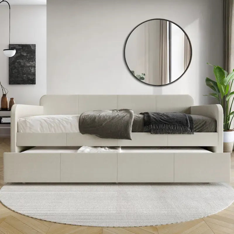 CraftPorch Minimalist Twin Size Upholstered Daybed With Trundle