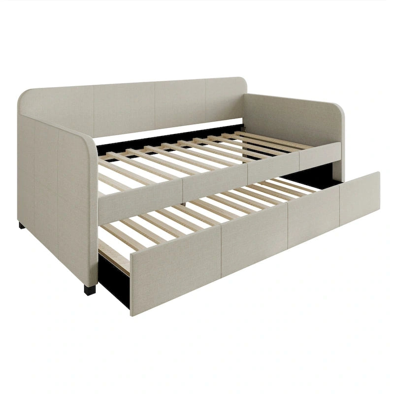 CraftPorch Minimalist Twin Size Upholstered Daybed With Trundle