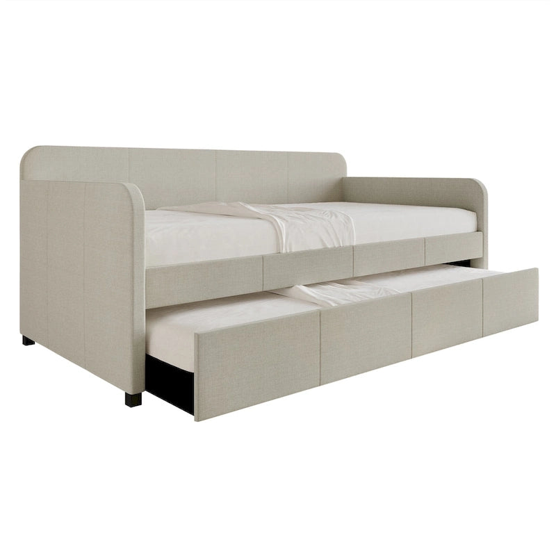 CraftPorch Minimalist Twin Size Upholstered Daybed With Trundle