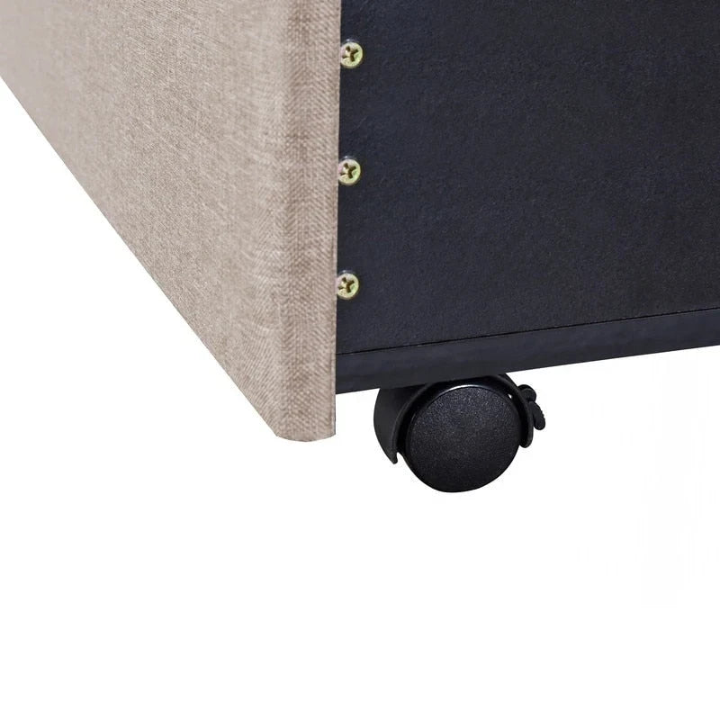 Queen Size Storage Bed Linen Upholstered Platform Bed with 3 Drawers
