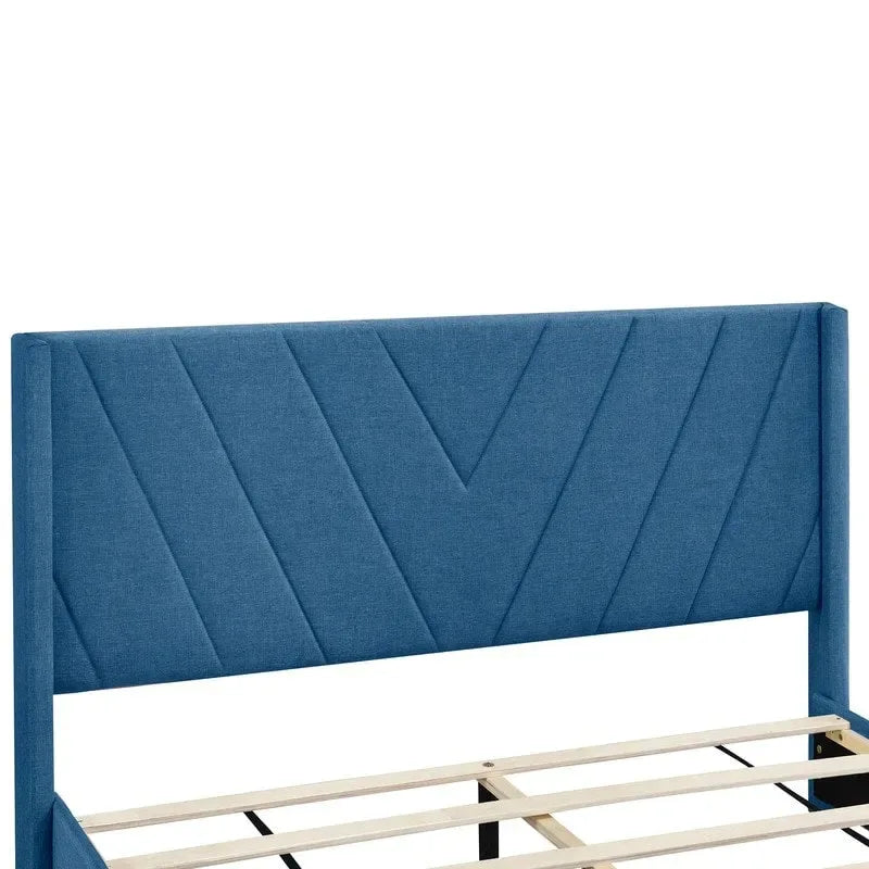 Queen Size Storage Bed Linen Upholstered Platform Bed with 3 Drawers
