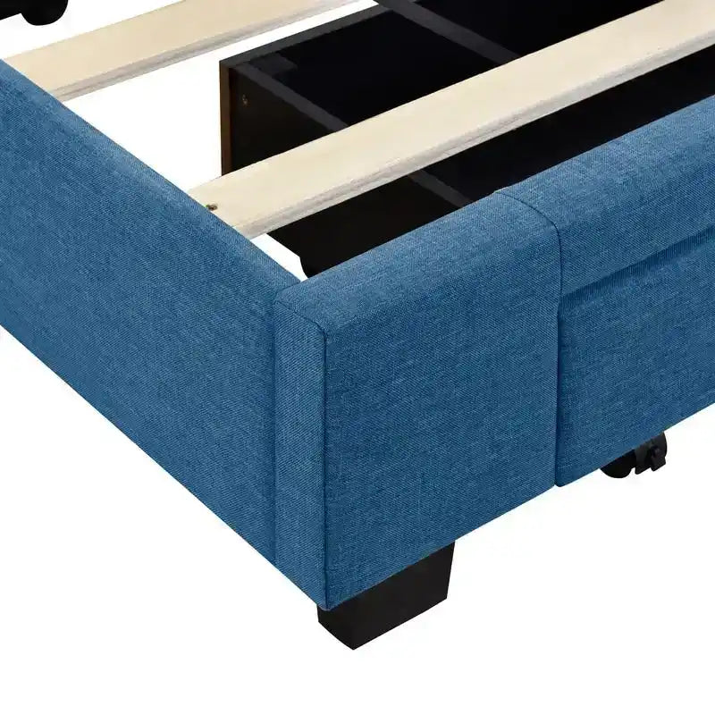 Queen Size Storage Bed Linen Upholstered Platform Bed with 3 Drawers