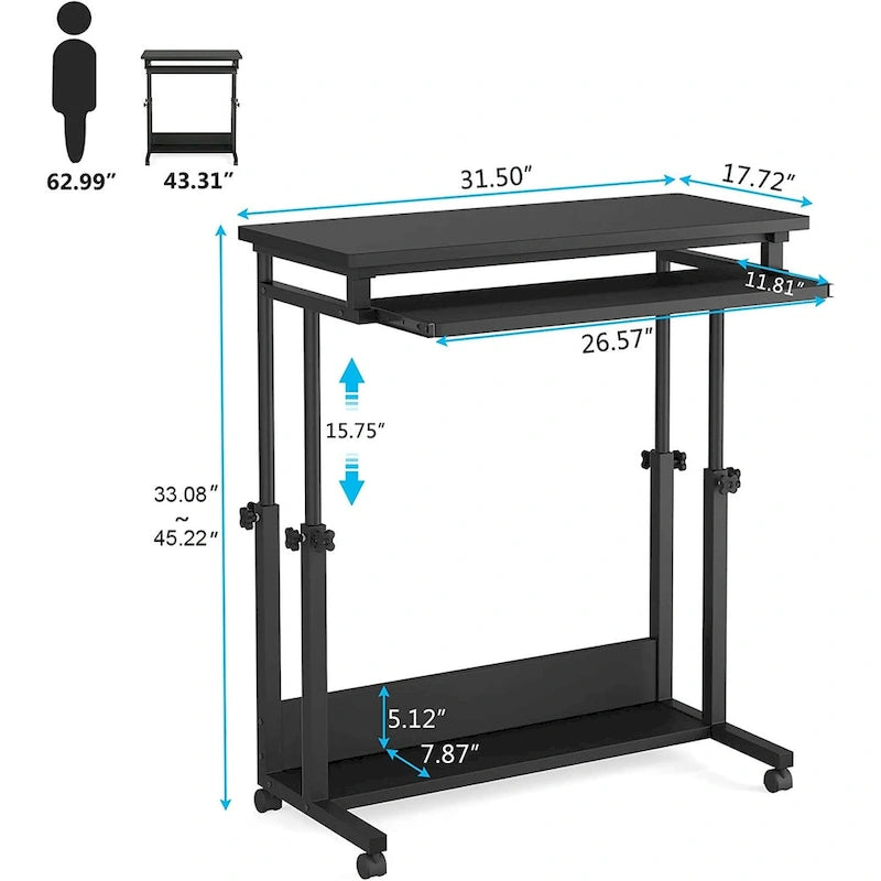 Portable Laptop Desk for Sofa and Bed, Height Adjustable Small Standing Table
