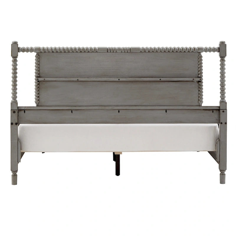 Demetria Antique Finish Beaded Wood Platform Bed by iNSPIRE Q Classic
