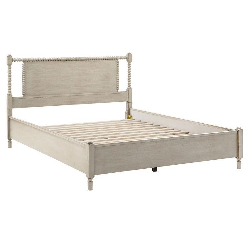 Demetria Antique Finish Beaded Wood Platform Bed by iNSPIRE Q Classic