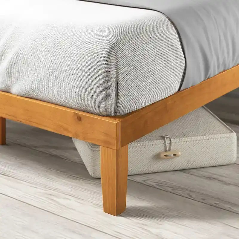 Priage by ZINUS Alexia Rustic Pine Wood Minimalist Rustic Platform Bed