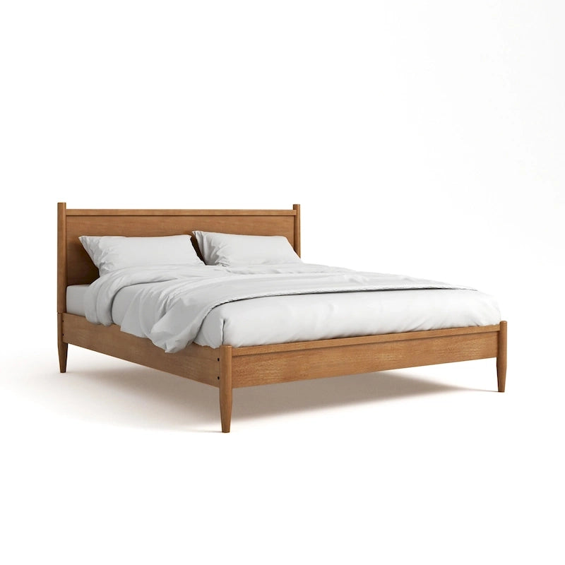 Queen-size Mid-century Modern Wood Paneled Platform Bed