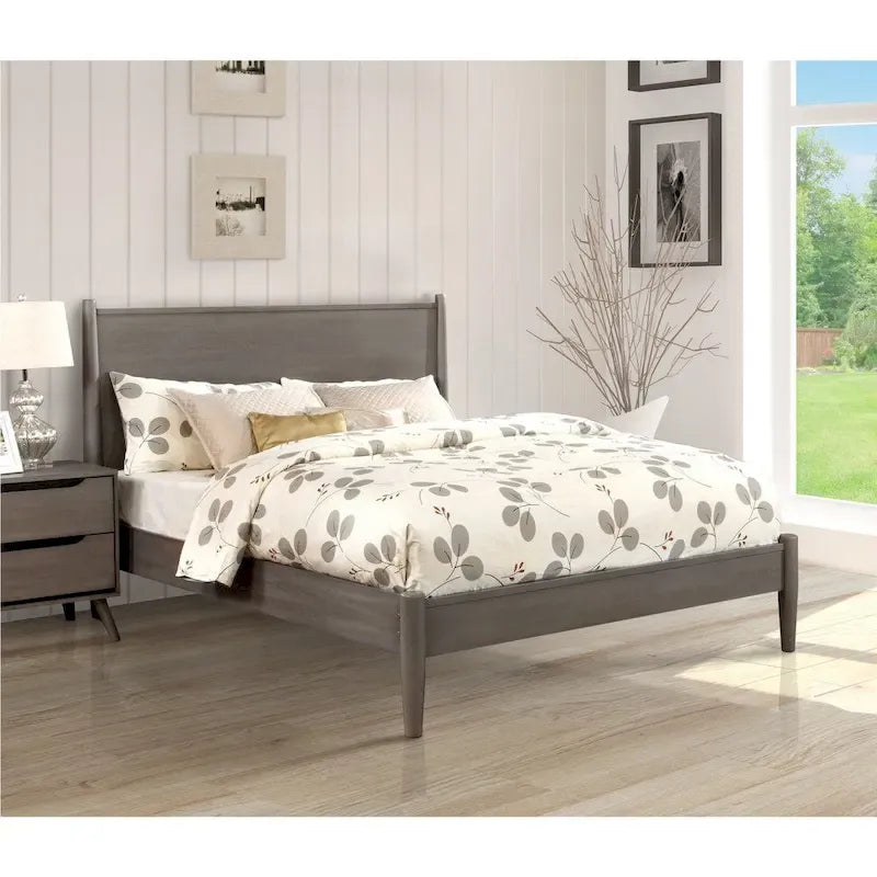 Queen-size Mid-century Modern Wood Paneled Platform Bed