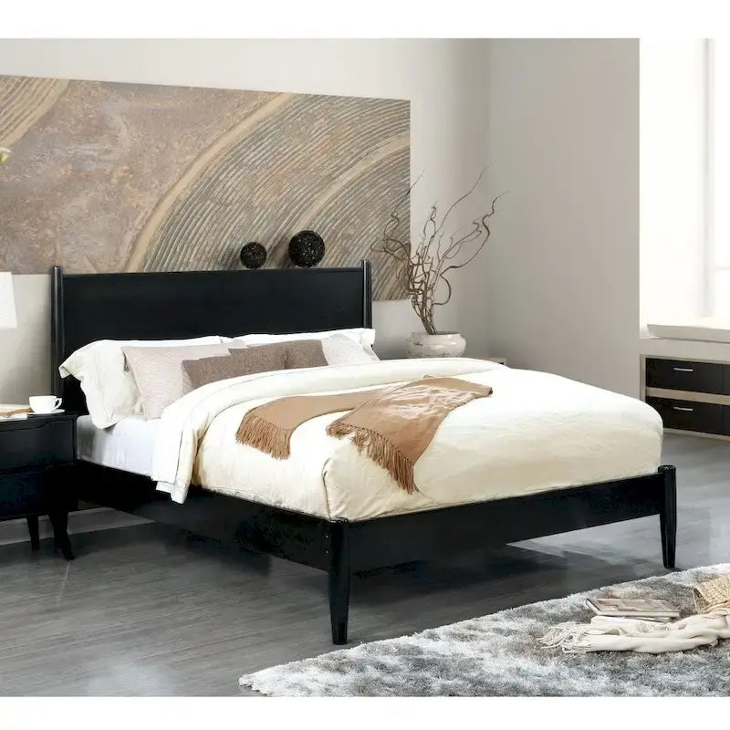 Queen-size Mid-century Modern Wood Paneled Platform Bed