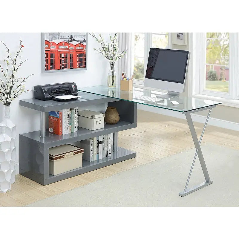 Marisa Contemporary 59-inch Metal Convertible Computer Desk by Furniture of America
