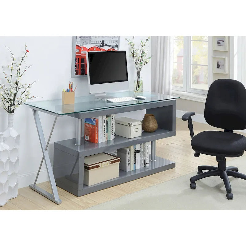 Marisa Contemporary 59-inch Metal Convertible Computer Desk by Furniture of America