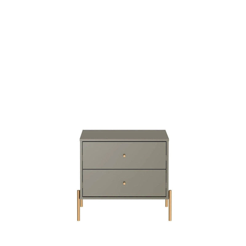Manhattan Comfort Jasper Nightstand with Steel Gold Legs in White Gloss