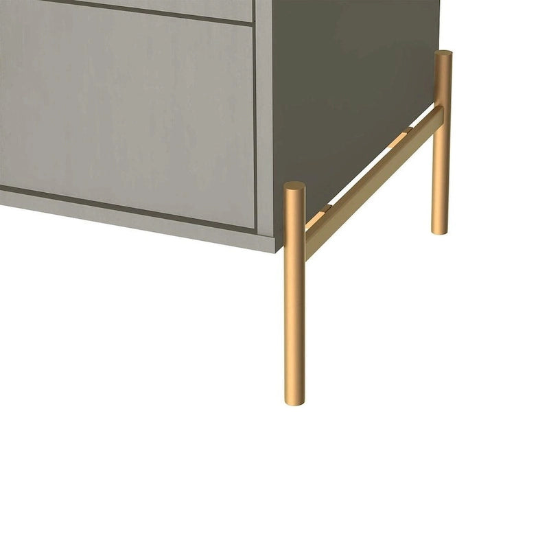 Manhattan Comfort Jasper Nightstand with Steel Gold Legs in White Gloss