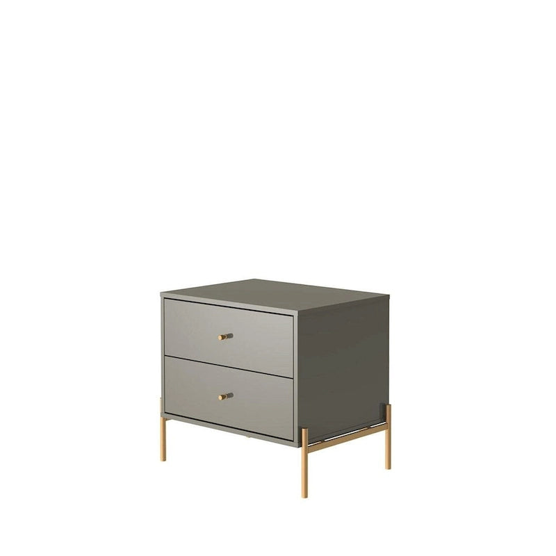 Manhattan Comfort Jasper Nightstand with Steel Gold Legs in White Gloss