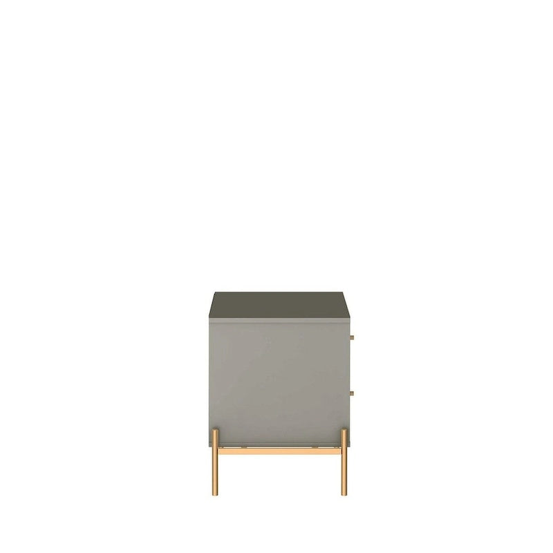 Manhattan Comfort Jasper Nightstand with Steel Gold Legs in White Gloss