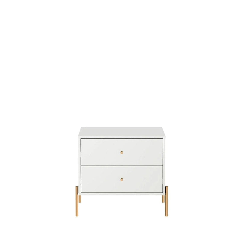 Manhattan Comfort Jasper Nightstand with Steel Gold Legs in White Gloss