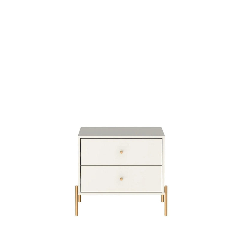 Manhattan Comfort Jasper Nightstand with Steel Gold Legs in White Gloss