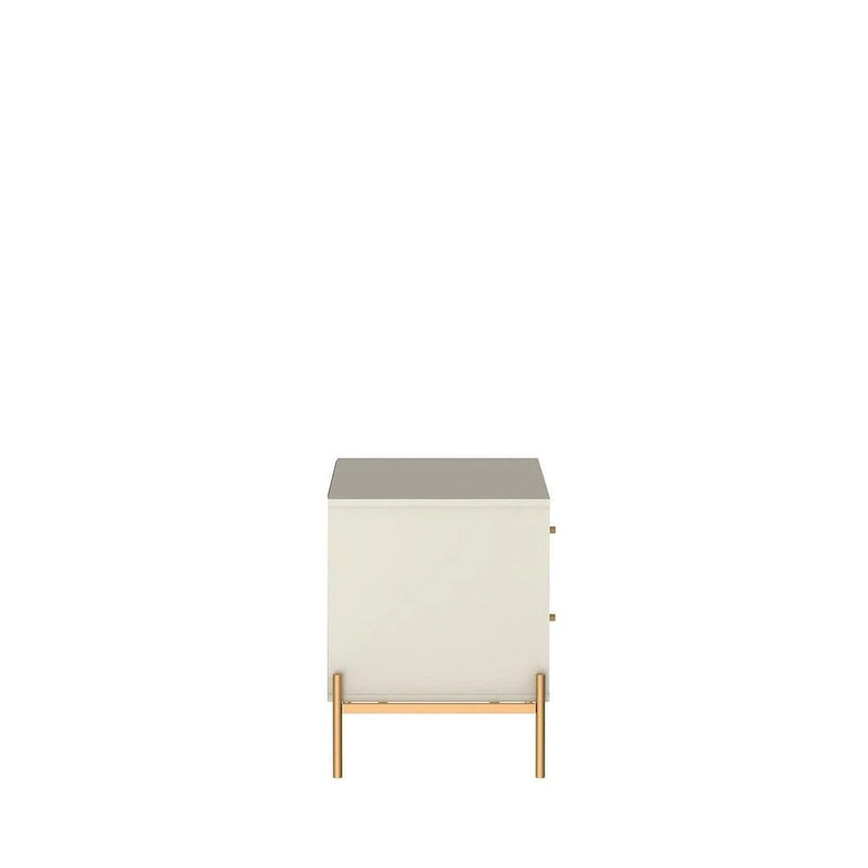 Manhattan Comfort Jasper Nightstand with Steel Gold Legs in White Gloss