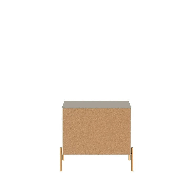 Manhattan Comfort Jasper Nightstand with Steel Gold Legs in White Gloss