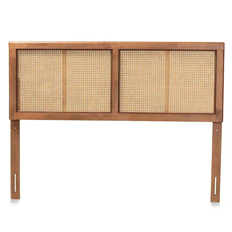 Gilbert Ash Walnut Wood and Synthetic Rattan Headboard