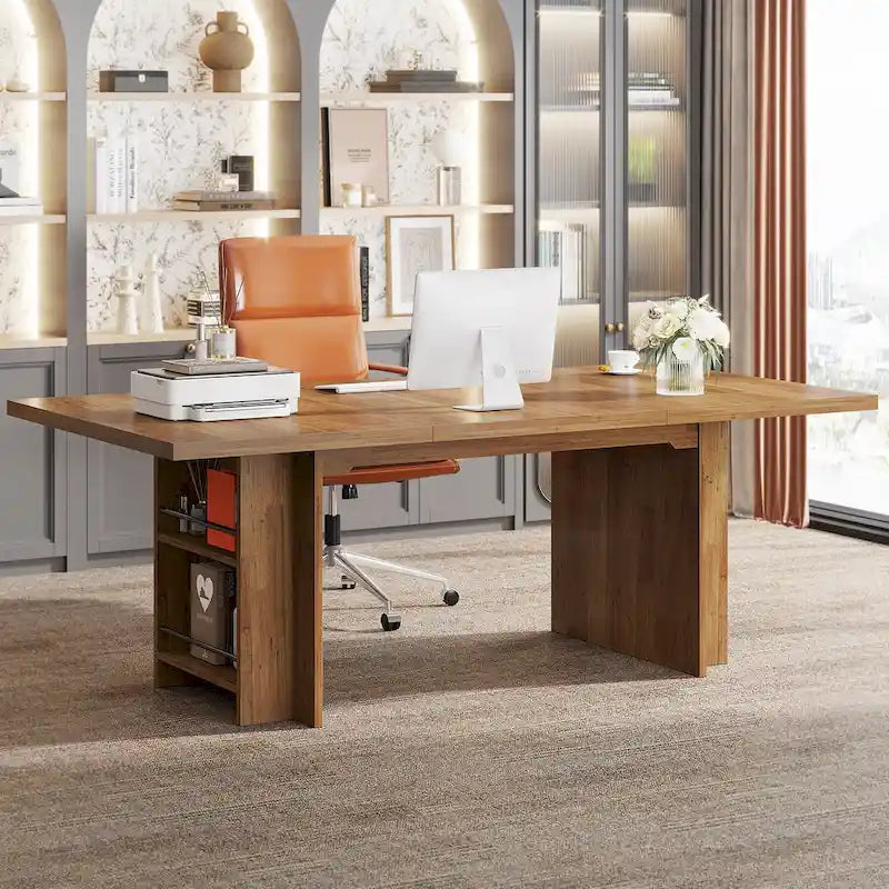 63-in Large Executive Desk, Home Office Desk Large Computer Writing Table with Storage