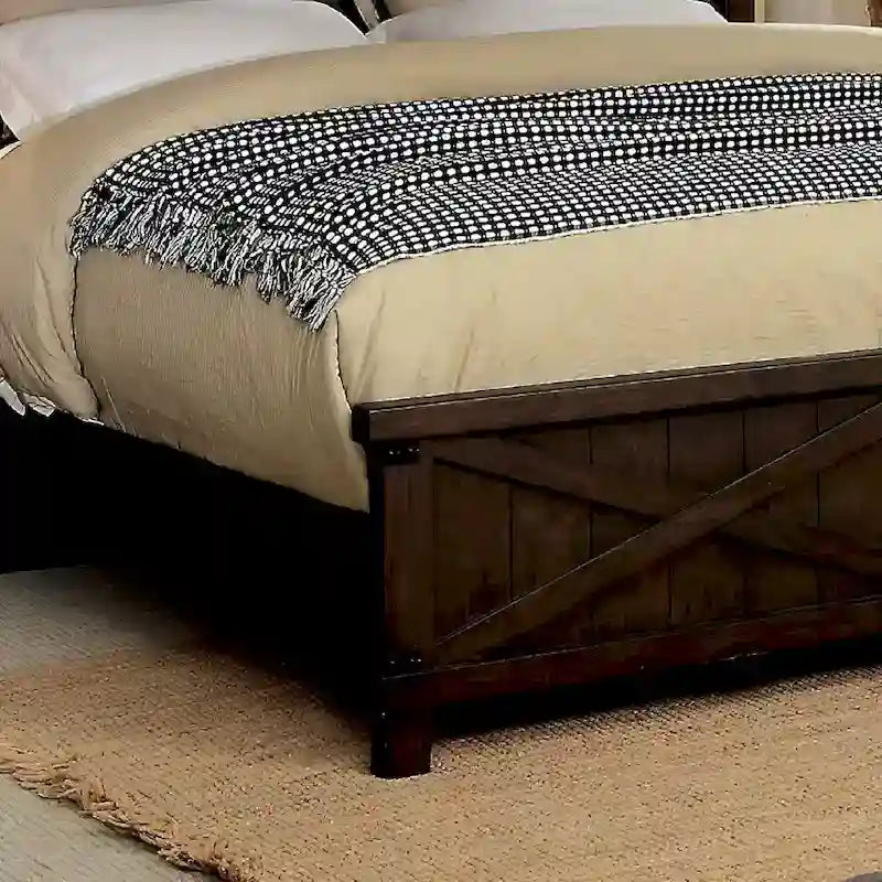 Epona Rustic Dark Walnut Wood 2-Piece Panel Bed and Nightstand Set by The Gray Barn