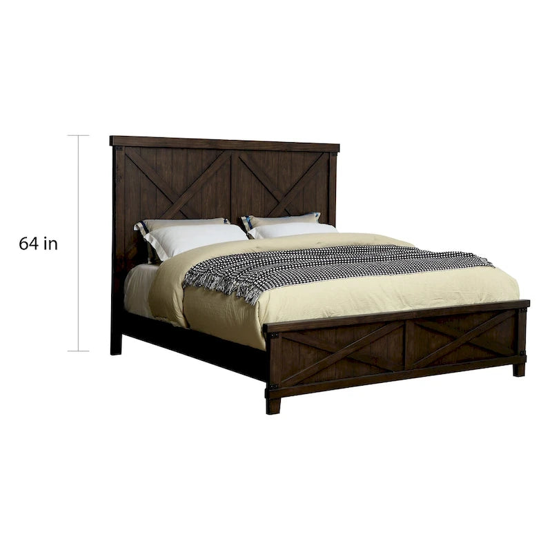 Epona Rustic Dark Walnut Wood 2-Piece Panel Bed and Nightstand Set by The Gray Barn