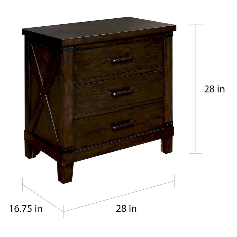 Epona Rustic Dark Walnut Wood 2-Piece Panel Bed and Nightstand Set by The Gray Barn
