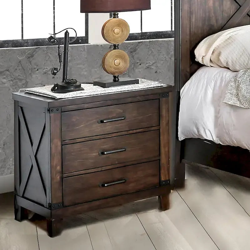 Epona Rustic Dark Walnut Wood 2-Piece Panel Bed and Nightstand Set by The Gray Barn