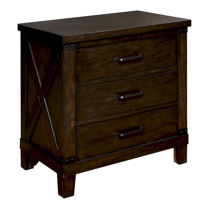 Epona Rustic Dark Walnut Wood 2-Piece Panel Bed and Nightstand Set by The Gray Barn