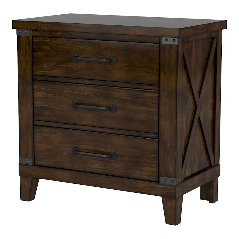 Epona Rustic Dark Walnut Wood 2-Piece Panel Bed and Nightstand Set by The Gray Barn