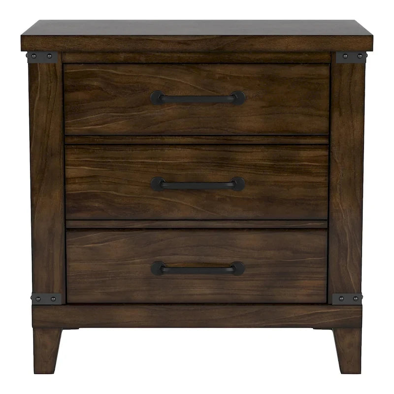 Epona Rustic Dark Walnut Wood 2-Piece Panel Bed and Nightstand Set by The Gray Barn