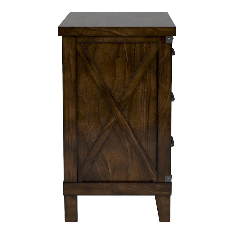 Epona Rustic Dark Walnut Wood 2-Piece Panel Bed and Nightstand Set by The Gray Barn