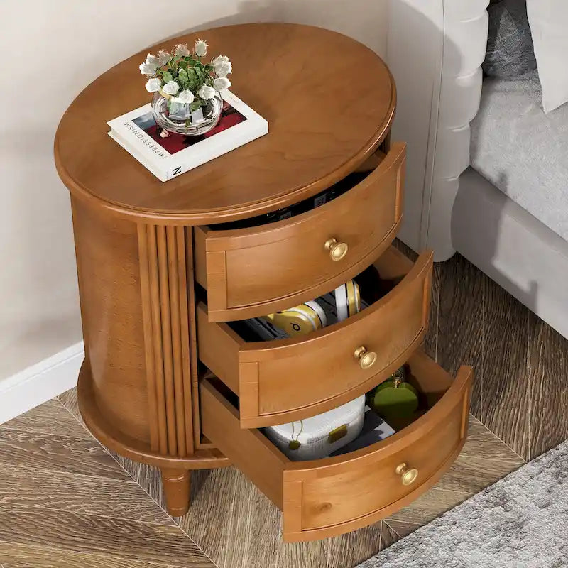 Fully Assembled Nightstand with 3 Drawers