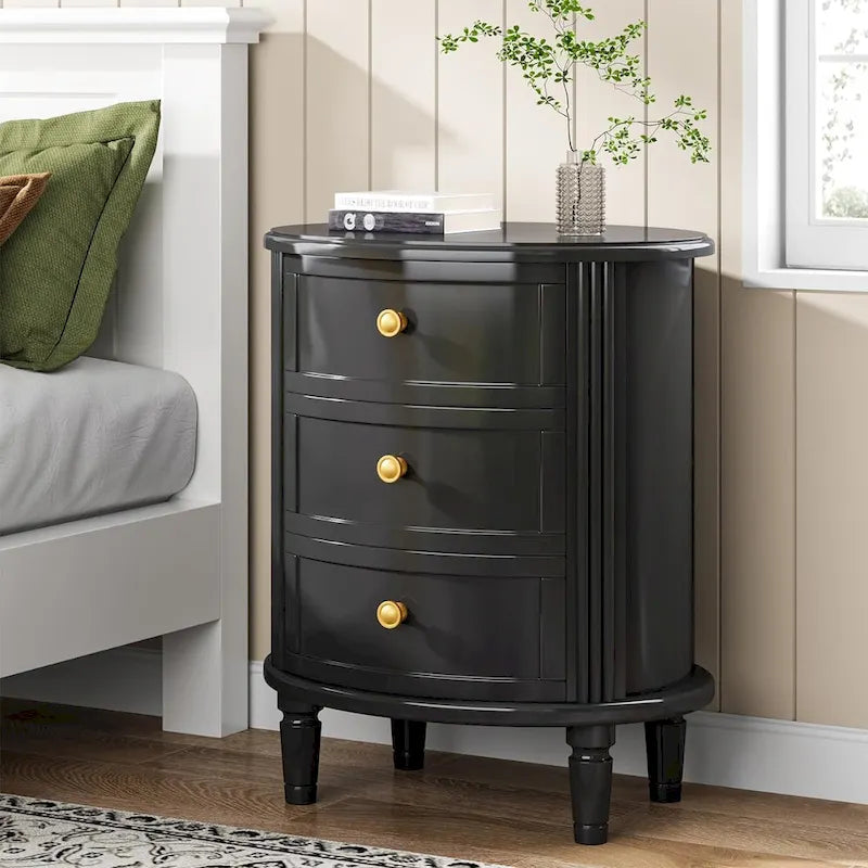 Fully Assembled Nightstand with 3 Drawers